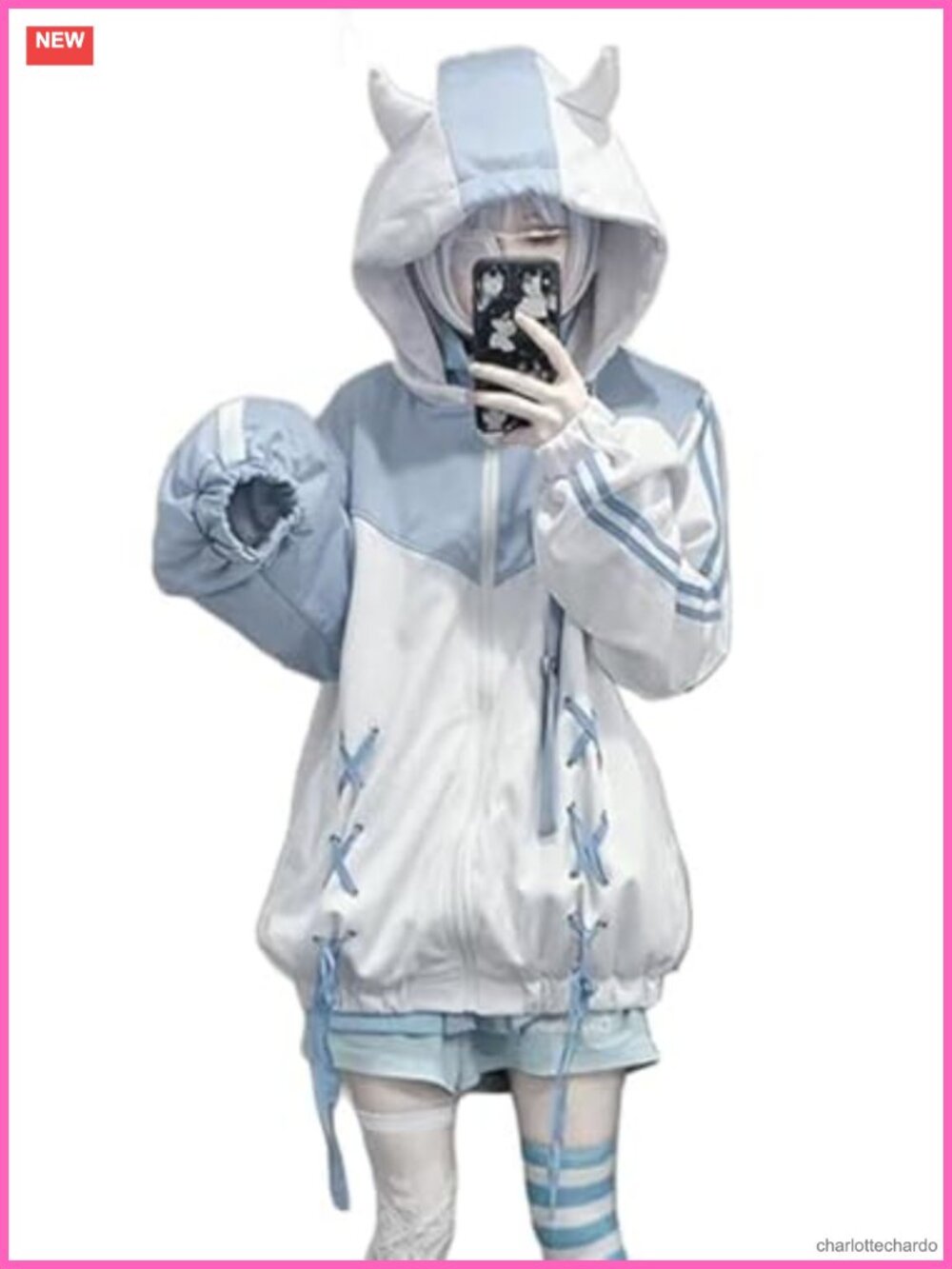 Y2K Kawaii Oversized Zip Up Hoodie Women Harajuku Watercolor Sweatshirt
